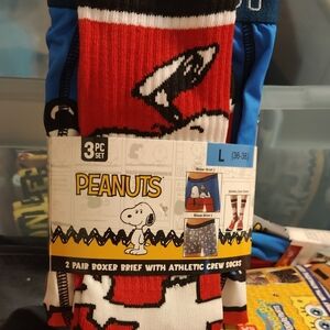 Peanuts Boxer Briefs and Socks Set - Red, Blue, and Black